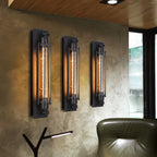 Luz de pared de hierro en forma de tubo montada en la pared industrial 1 bombilla pasillo en negro