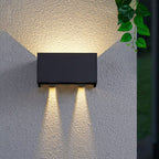 Lámpara de pared LED rectangular moderna e impermeable para uso exterior con iluminación hacia arriba y hacia abajo