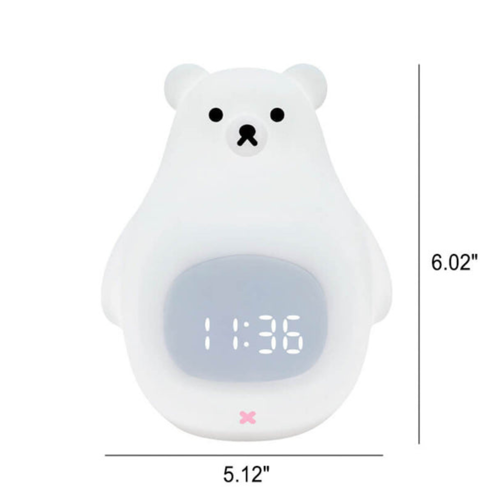 Reloj Despertador con Luz Nocturna de Oso Polar y Suave Iluminación LED