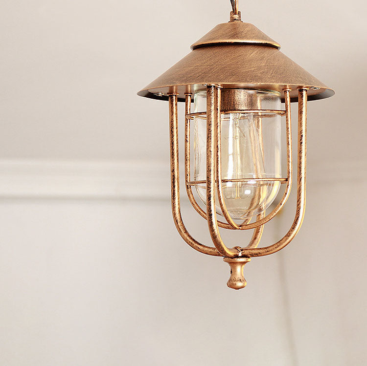 Lámpara colgante exterior industrial vintage de aluminio con cristal, 1 luz, a prueba de agua | Brehn