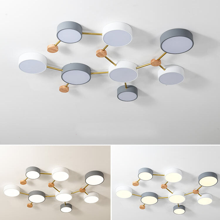 Lámpara de techo LED escandinava de madera y metal