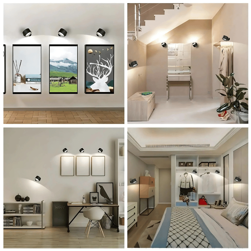 Lámpara de pared LED inalámbrica con batería y rotación de 360°
