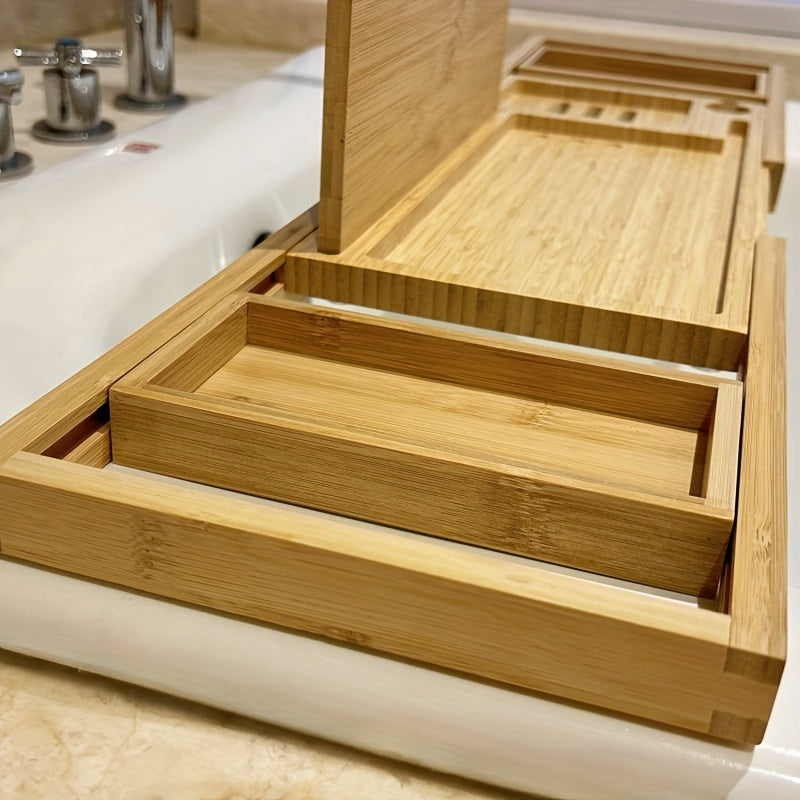 BambooLux - Bandeja extensible para bañera para una relajación similar a un spa