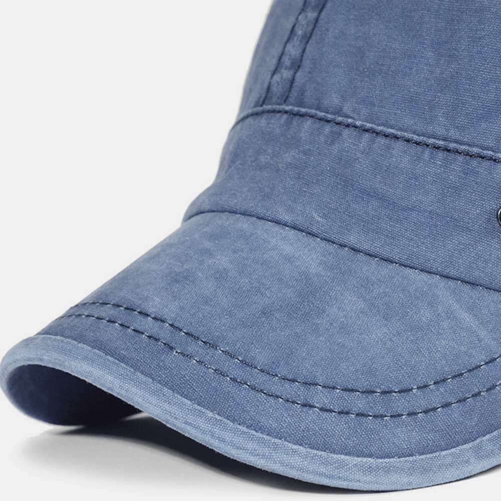 Gorra Militar Plana de Algodón Lavado Ajustable para Hombres – Sombrero Clásico de Estilo Militar