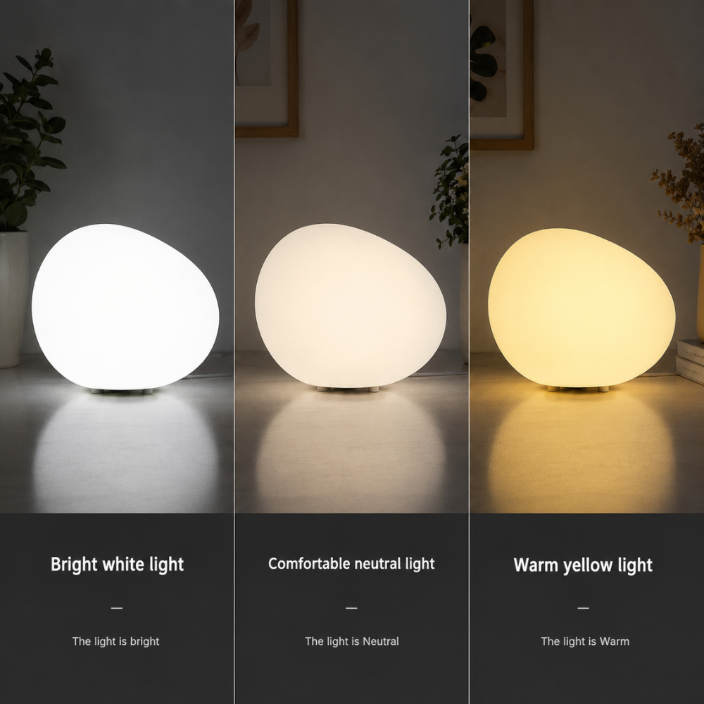 PebbleGlow | Lámpara de Mesa LED Moderna Pebble para Sala de Estar y Dormitorio