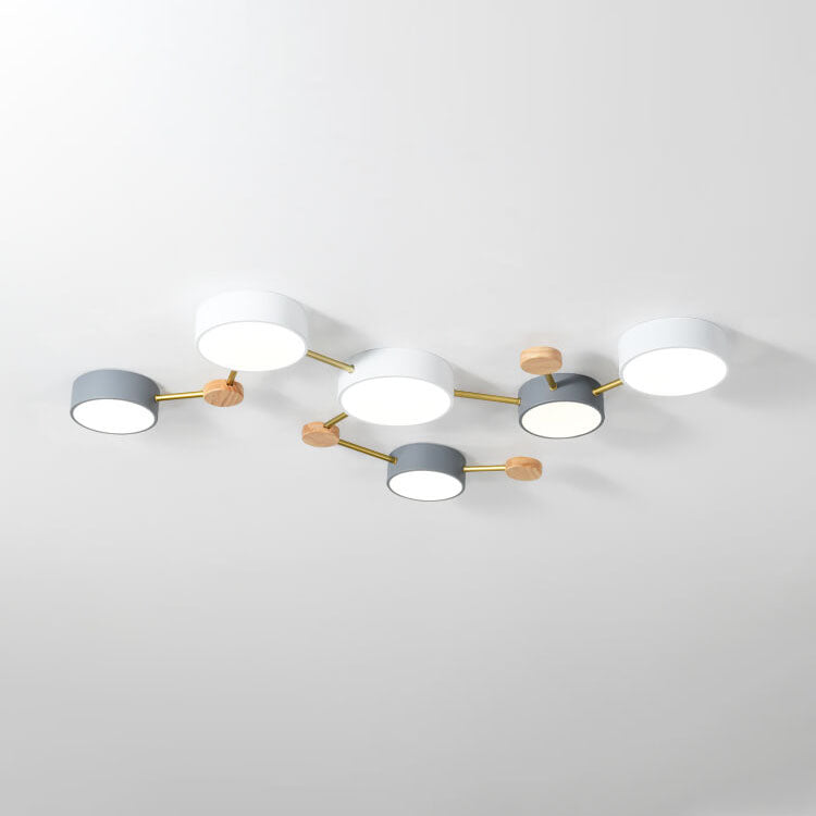 Lámpara de techo LED escandinava de madera y metal