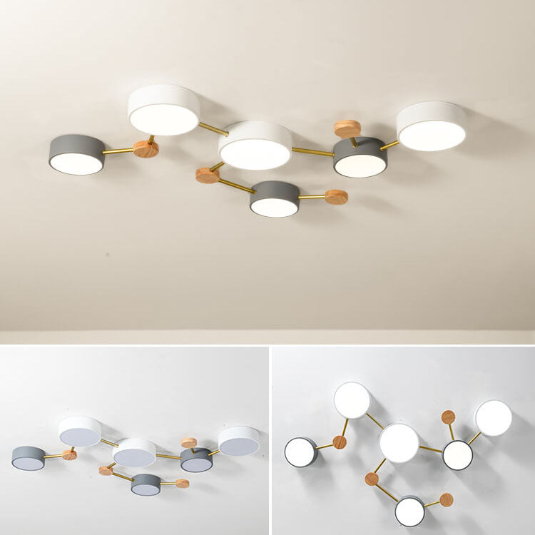 Lámpara de techo LED escandinava de madera y metal