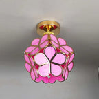 Lámpara de techo de vidrio floral con reflexión de luz