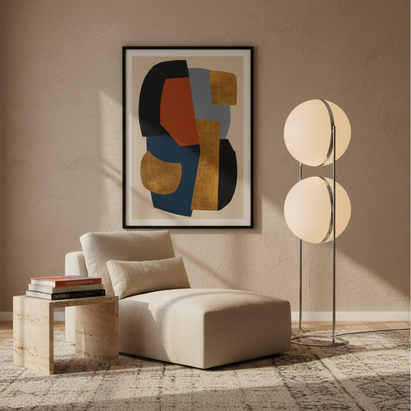 Colección Orbis | Lámpara de Pie Moderna y Elegante con Marco de Cromo para Decoración de Sala de Estar