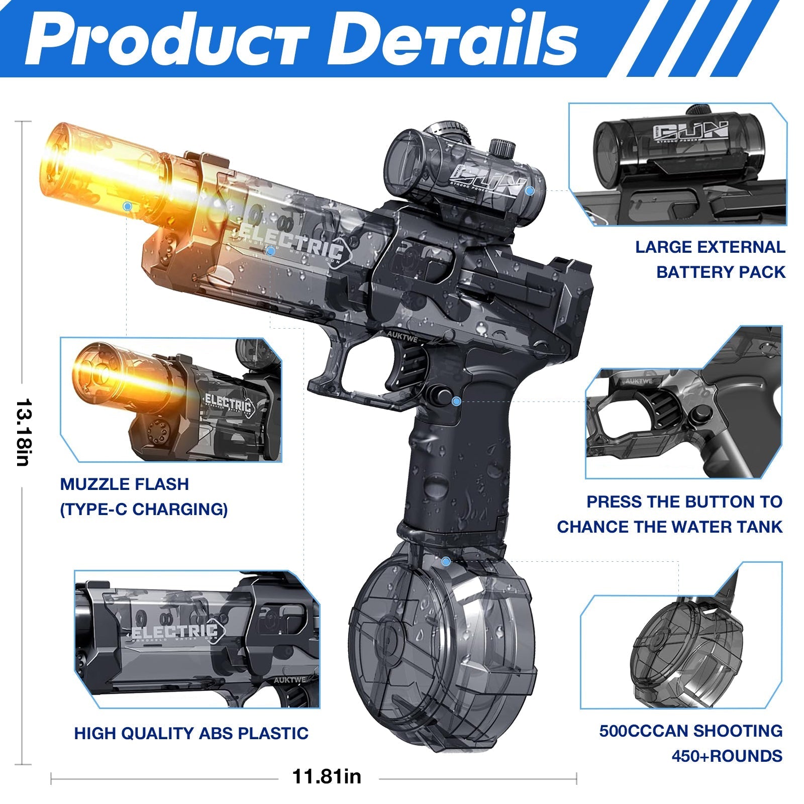 Woyuosn Blaster de Batalla Pistola de Agua Eléctrica