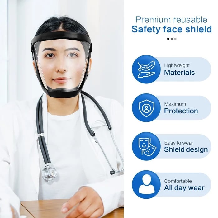 Kalsten | Pantalla Facial Transparente Grande para Protección Completa