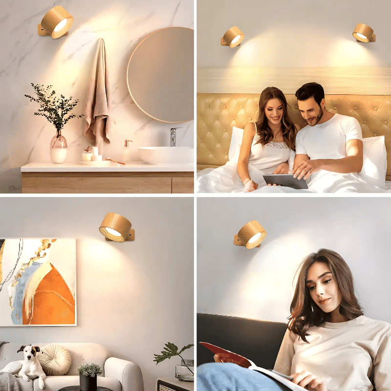 Lámpara de pared LED inalámbrica con batería y rotación de 360°