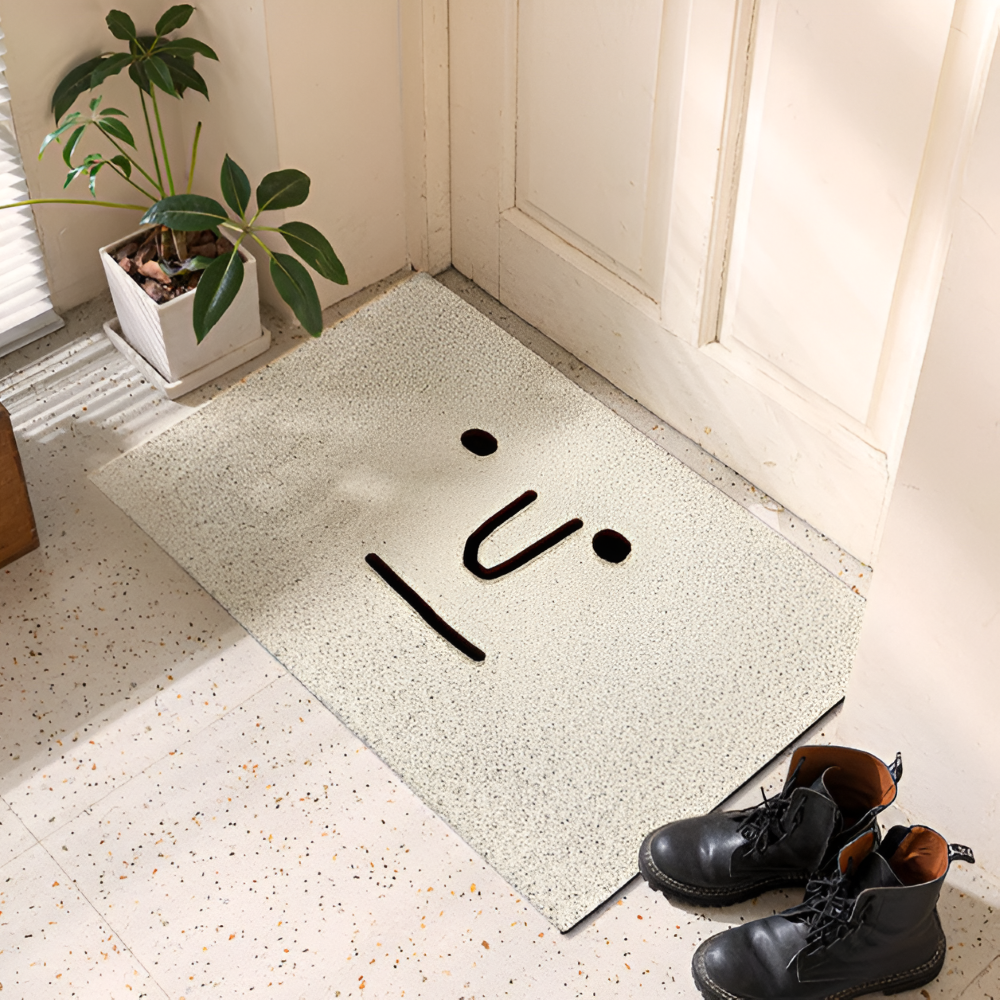 Alfombra de Entrada de PVC Antideslizante con Cara de Smiley
