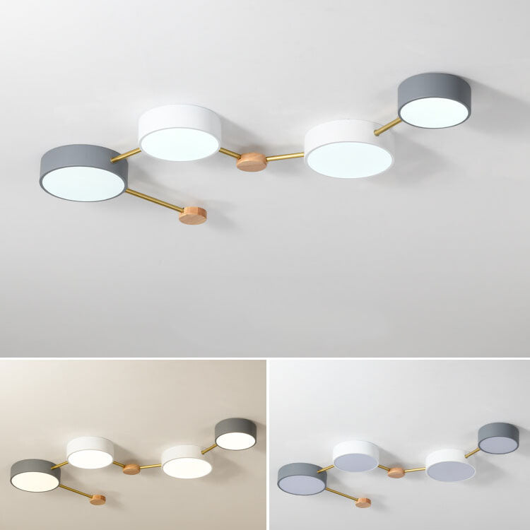 Lámpara de techo LED escandinava de madera y metal