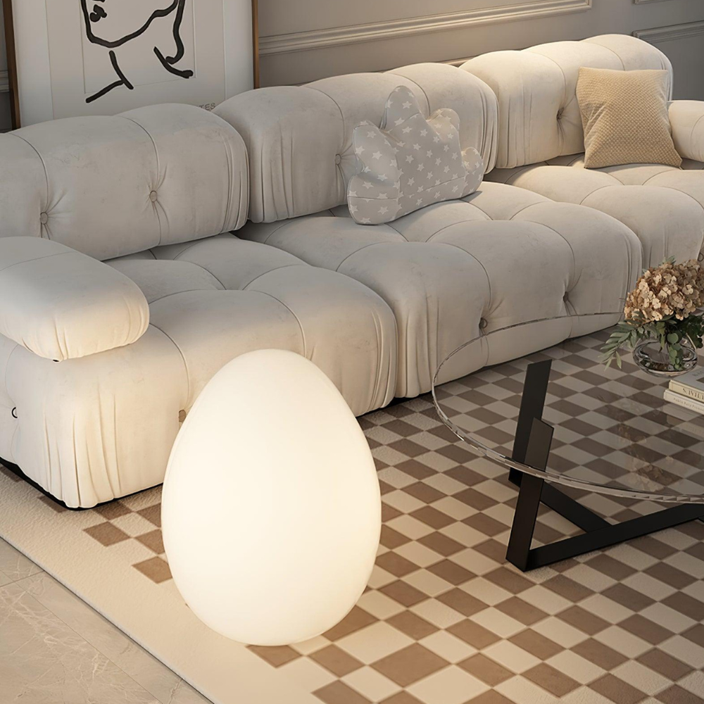 SolStone | Lámpara de Pie Escultural de Huevo Minimalista Moderna para Sala de Estar