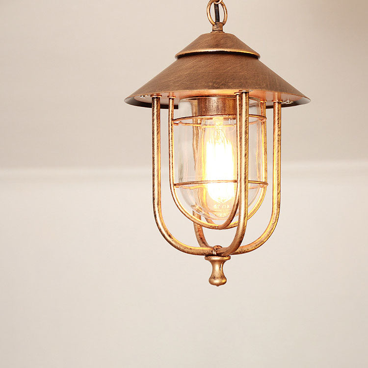 Lámpara colgante exterior industrial vintage de aluminio con cristal, 1 luz, a prueba de agua | Brehn