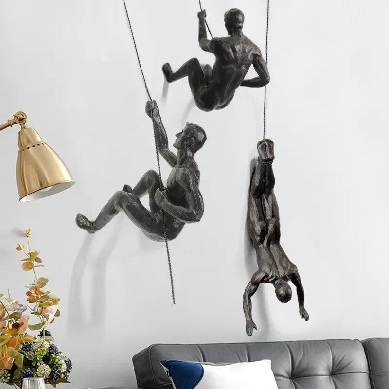 Conjunto de Esculturas de Pared Decorativas en Forma de Figuras Trepadoras para Decoración Moderna de Pared