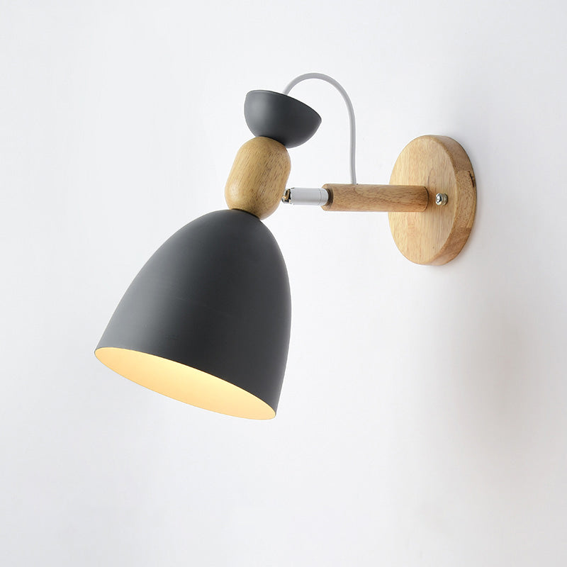 Lámpara de pared para habitación infantil Schwenkshade Metal 1 Bombilla Macaron Luz de lectura con decoración de madera | Brehn