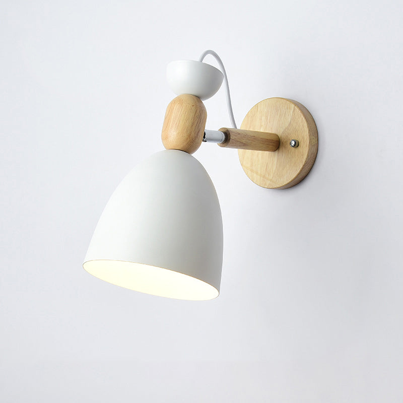Lámpara de pared para habitación infantil Schwenkshade Metal 1 Bombilla Macaron Luz de lectura con decoración de madera | Brehn