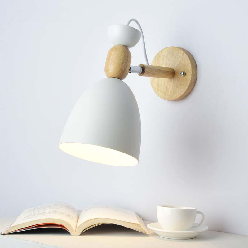 Lámpara de pared para habitación infantil Schwenkshade Metal 1 Bombilla Macaron Luz de lectura con decoración de madera | Brehn