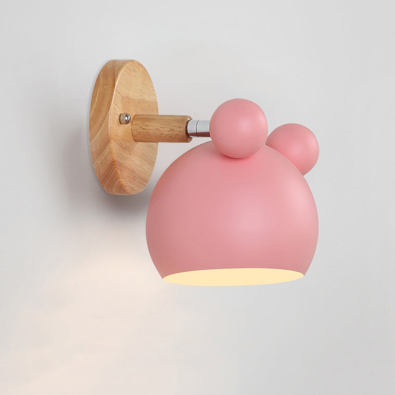 Lámpara de pared para habitación infantil Schwenkshade Metal 1 Bombilla Macaron Luz de lectura con decoración de madera | Brehn