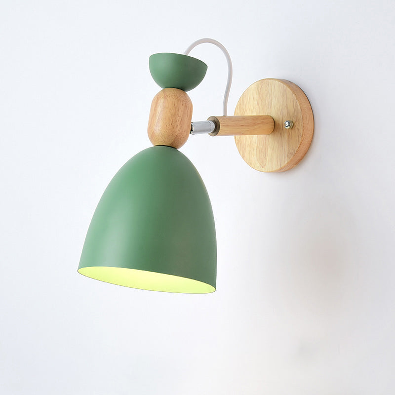 Lámpara de pared para habitación infantil Schwenkshade Metal 1 Bombilla Macaron Luz de lectura con decoración de madera | Brehn