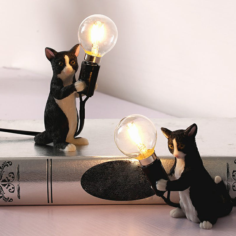 Lisslune | Lámpara de Noche para Gatitos, Lámpara Decorativa de Resina, 1 Bombilla, Lámpara de Mesita de Noche para Niños