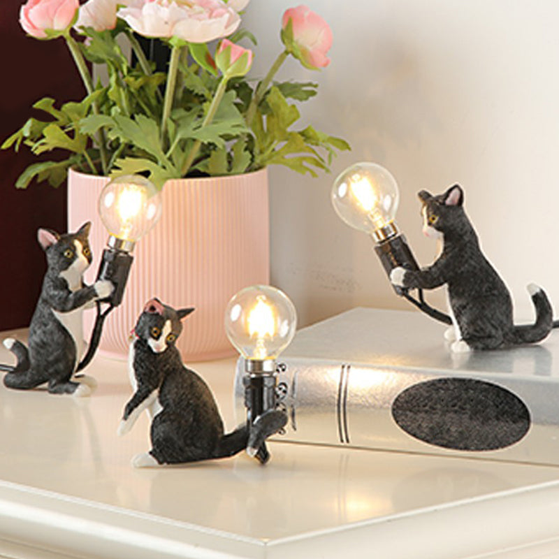 Lisslune | Lámpara de Noche para Gatitos, Lámpara Decorativa de Resina, 1 Bombilla, Lámpara de Mesita de Noche para Niños