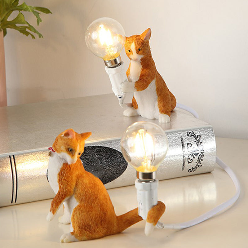 Lisslune | Lámpara de Noche para Gatitos, Lámpara Decorativa de Resina, 1 Bombilla, Lámpara de Mesita de Noche para Niños