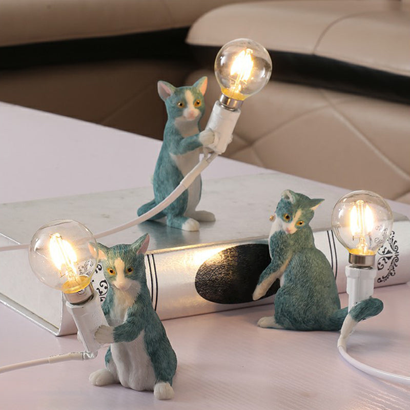 Lisslune | Lámpara de Noche para Gatitos, Lámpara Decorativa de Resina, 1 Bombilla, Lámpara de Mesita de Noche para Niños