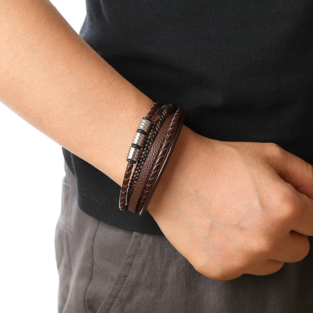 Pulsera de Cuero Trenzado Refinada - Para el Hombre Estiloso