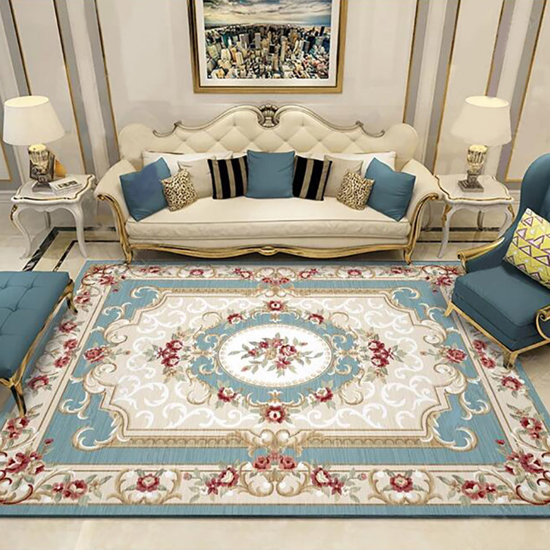 Lisslune | Alfombra de salón Olden con patrón floral multicolor, sintética, fácil de mantener, resistente a manchas y lavable
