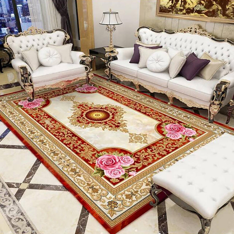 Lisslune | Alfombra de salón Olden con patrón floral multicolor, sintética, fácil de mantener, resistente a manchas y lavable