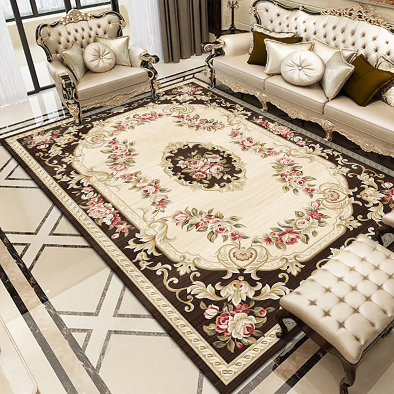 Lisslune | Alfombra de salón Olden con patrón floral multicolor, sintética, fácil de mantener, resistente a manchas y lavable