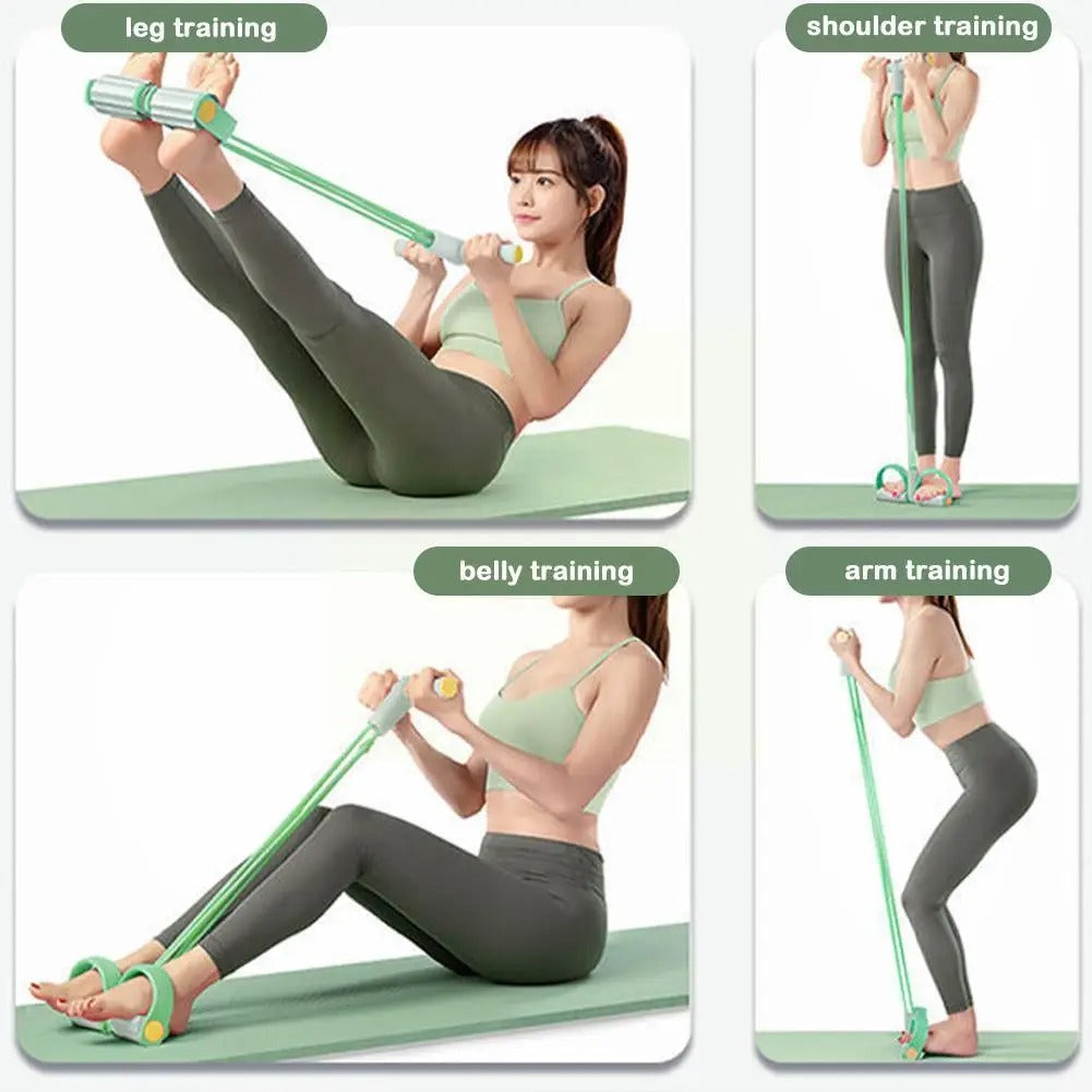 Pedal de Resistencia con 4 Tubos – Entrenador Abdominal para Casa