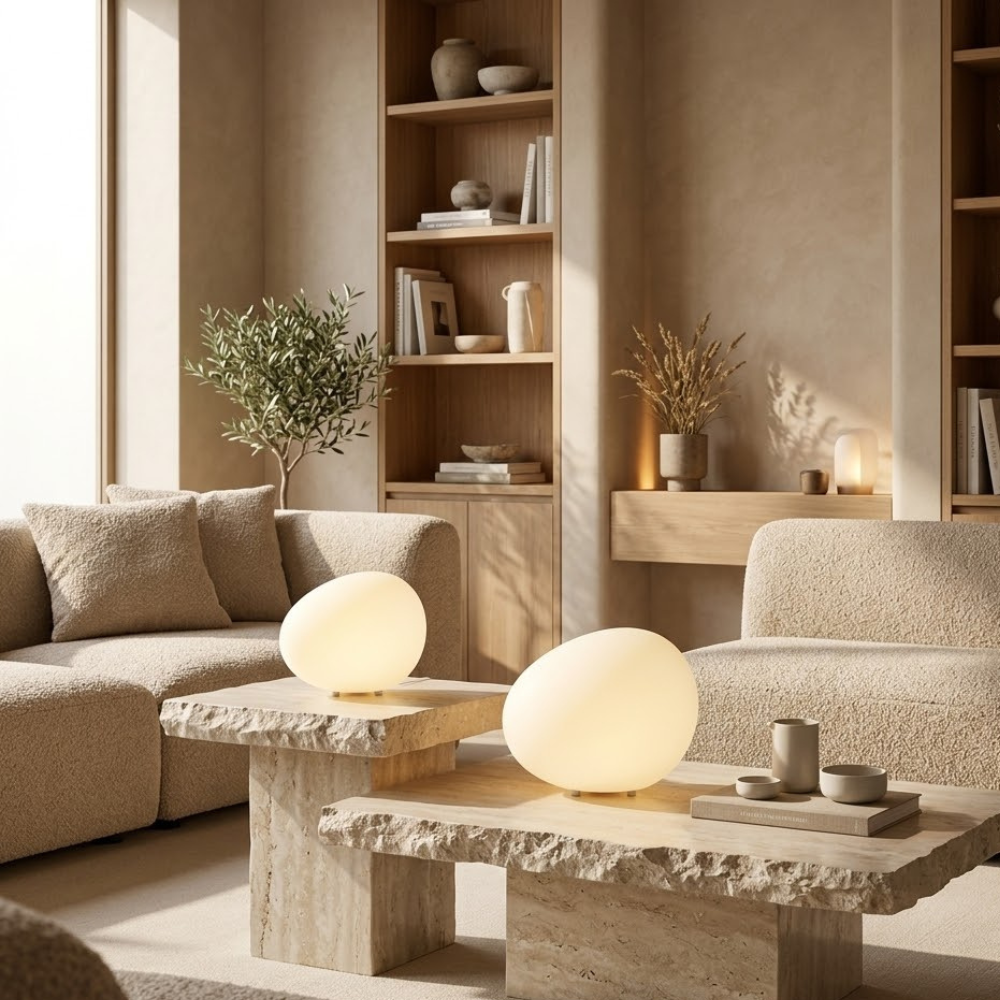PebbleGlow | Lámpara de Mesa LED Moderna Pebble para Sala de Estar y Dormitorio