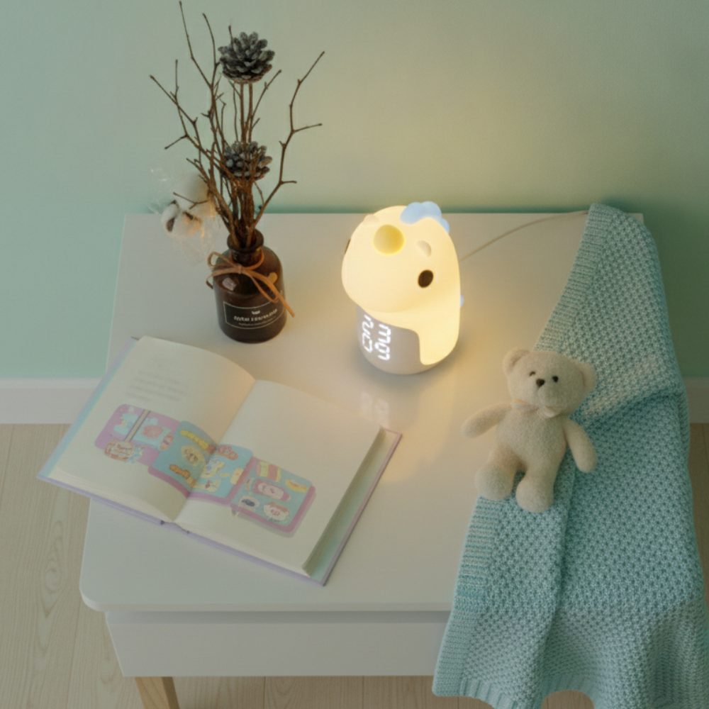 Luz Nocturna LED de Unicornio Mágico y Reloj Despertador para Niños