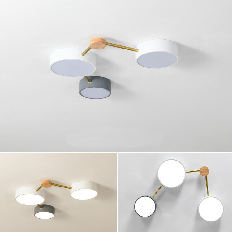 Lámpara de techo LED escandinava de madera y metal
