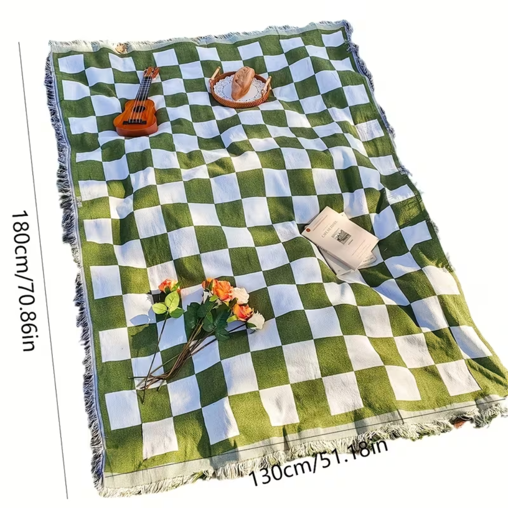 Manta de picnic de microfibra suave con diseño a cuadros