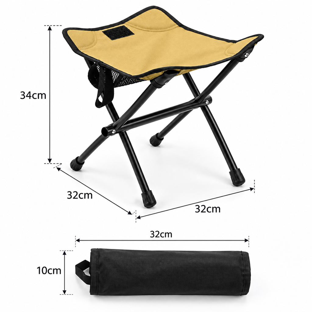TrekLite Silla Plegable Ultraligera para Exterior y Camping | Compacta y Portátil | Aleación de Aluminio | Para Senderismo, Pesca y Viajes
