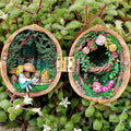 Lisslune | Casa de Muñecas Hecha a Mano de Cáscara de Nuez--Mini Biblioteca, Mundo Pequeño Dentro de Nueces
