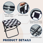 Taburete Plegable Compacto para Exterior - Acero Carbono de Alta Resistencia y Tela Oxford