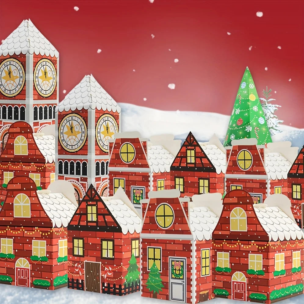 Cajas de Calendario de Adviento de Navidad – Embalaje Festivo con Diseño de Casa de Jengibre