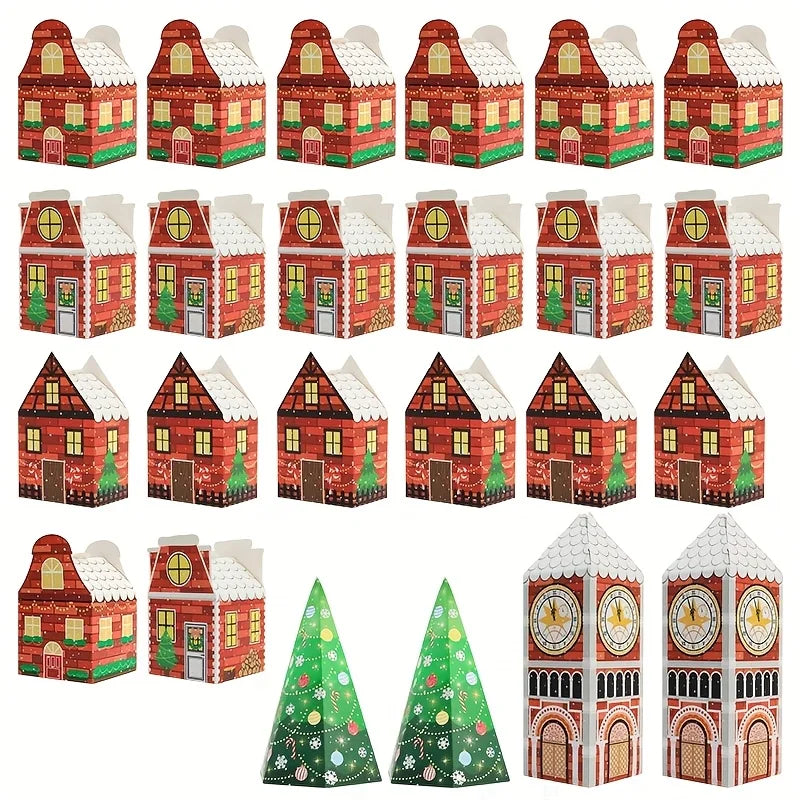 Cajas de Calendario de Adviento de Navidad – Embalaje Festivo con Diseño de Casa de Jengibre