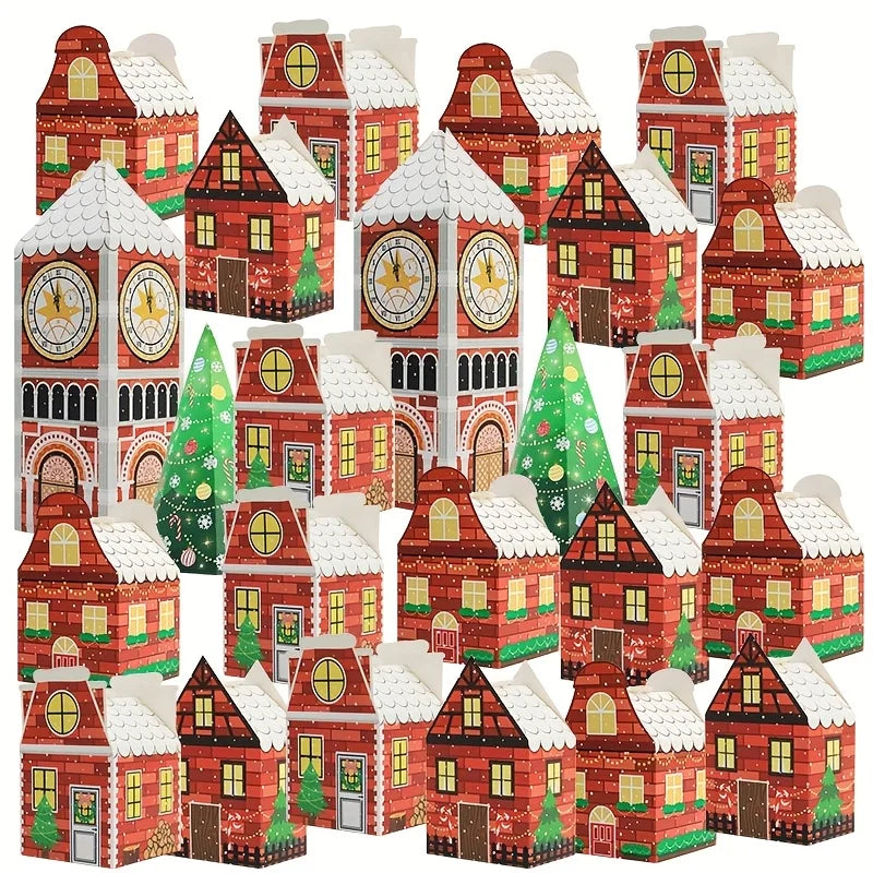 Cajas de Calendario de Adviento de Navidad – Embalaje Festivo con Diseño de Casa de Jengibre