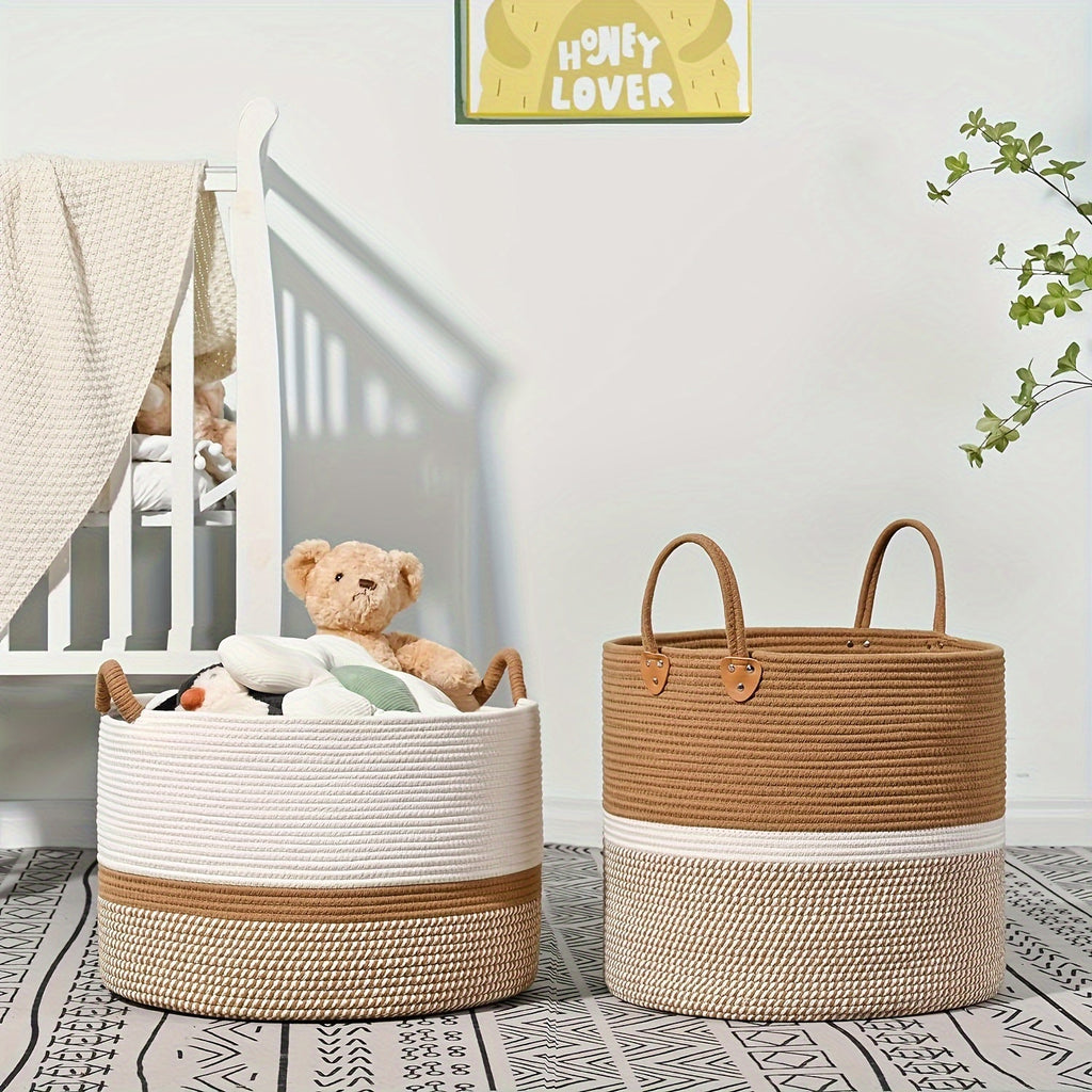 Cesta de Almacenamiento de Algodón Boho - Solución Elegante y Práctica