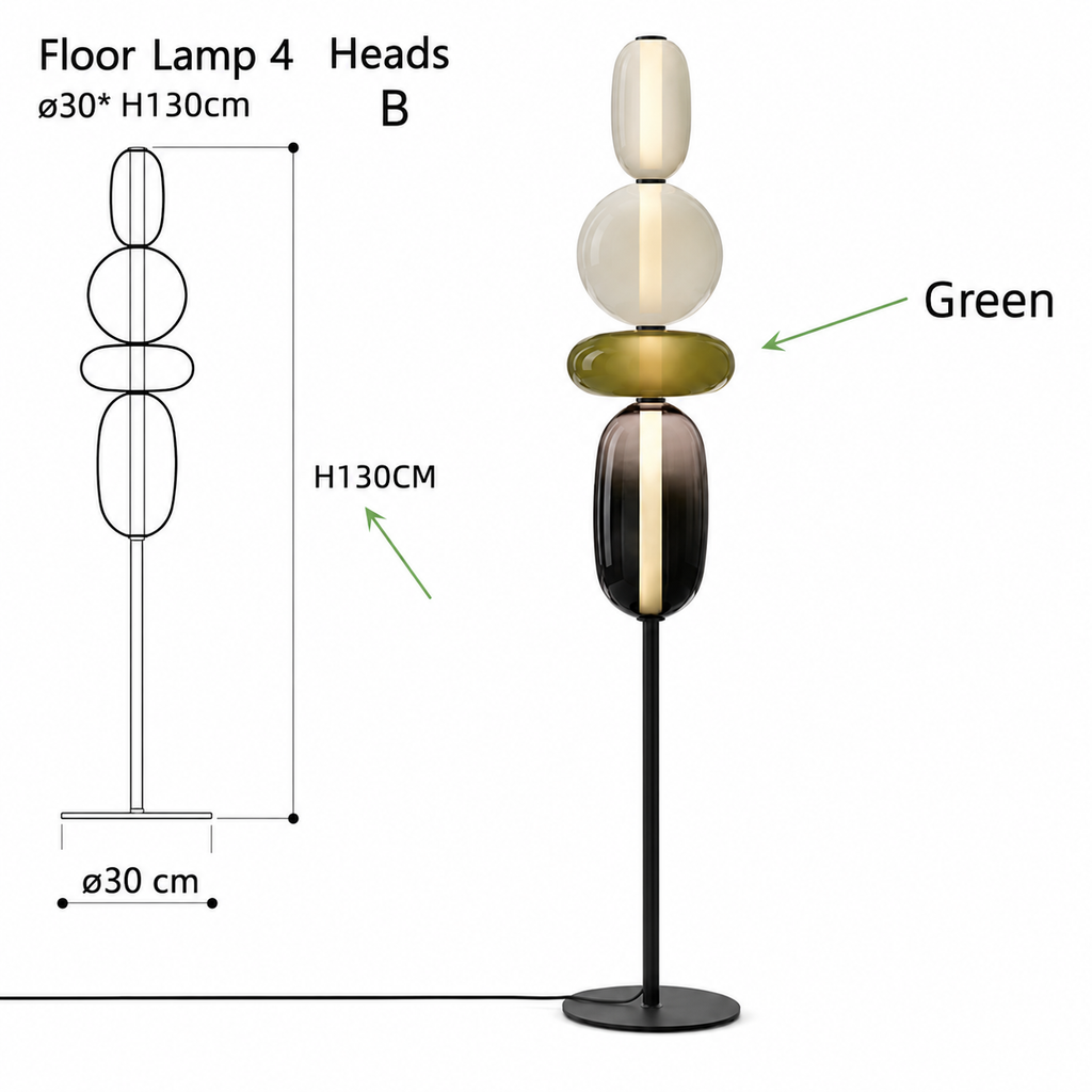 Solenne | Lámpara de Pie Moderna de Vidrio Elegante con Diseño Escultural LED para Salón