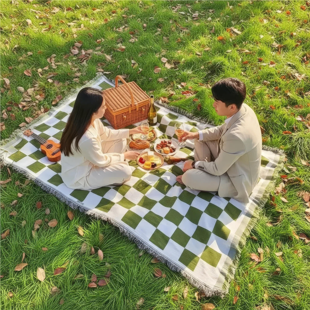 Manta de picnic de microfibra suave con diseño a cuadros