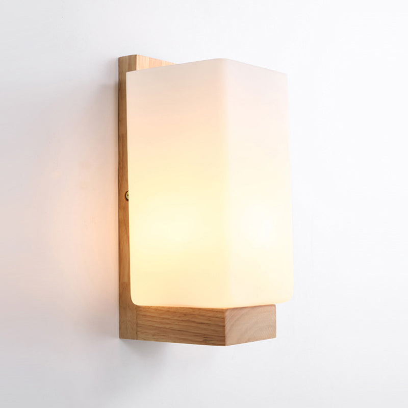 Lámpara de pared cuadrada de estilo japonés con una luz, iluminación de pared de vidrio mate en blanco para oficina hotel | Brehn
