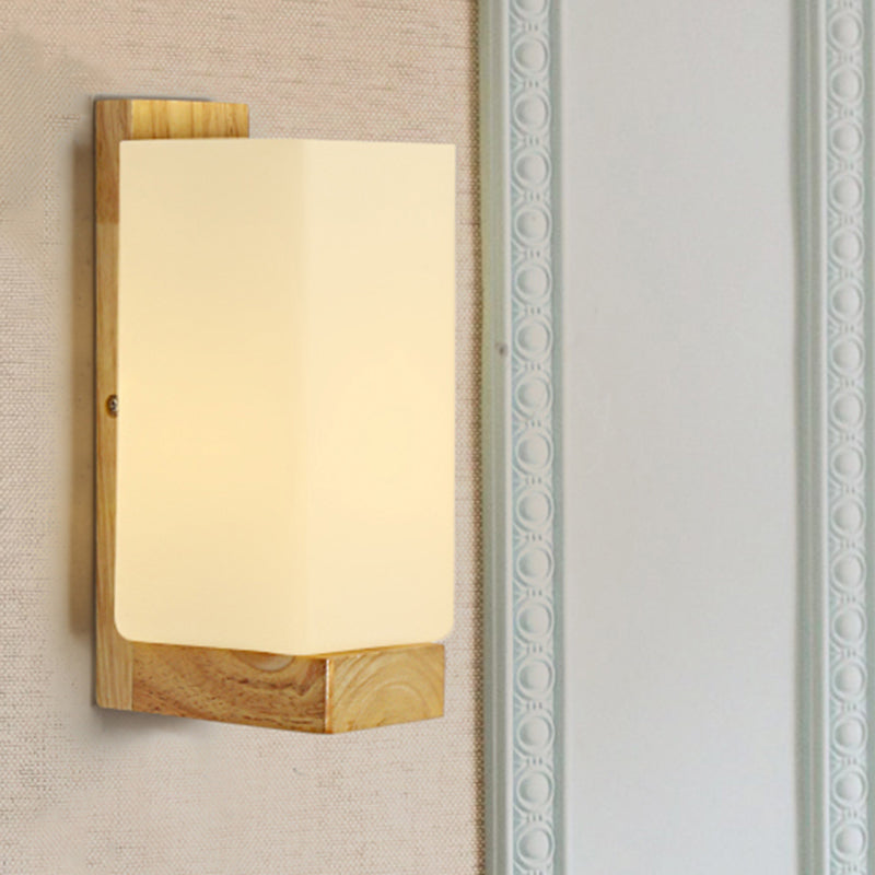 Lámpara de pared cuadrada de estilo japonés con una luz, iluminación de pared de vidrio mate en blanco para oficina hotel | Brehn
